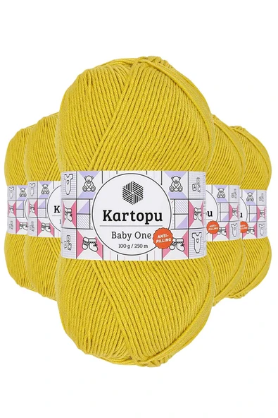 5 Adet Baby One Tüylenmeyen El Örgü İpi Yünü Hardal Sarı K1321 ürün görseli 1