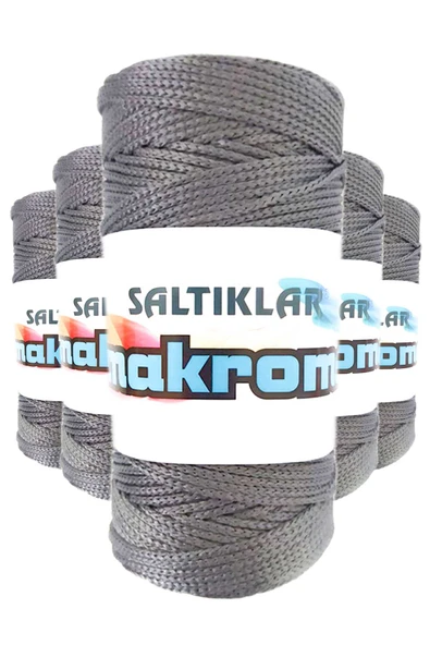 5 Adet Polyester Makrome İpi 423 Gri 100 gr ürün görseli 1