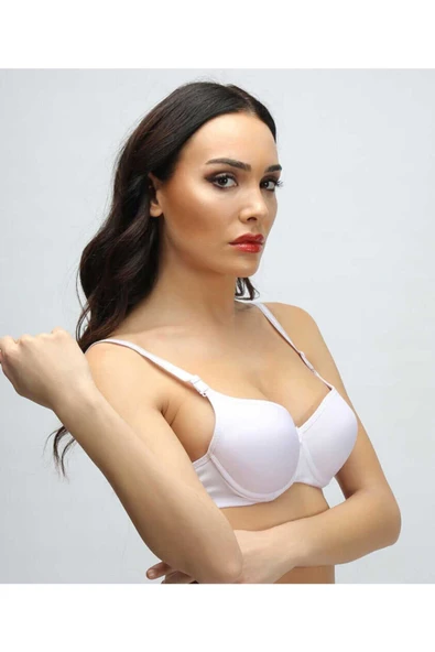 Silikonlu Desteksiz Telli Düz Boş Sütyen Ten - Resim 3