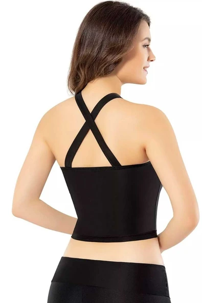 Pedli Dalgıç Modelli Krop Kadın Büstiyer Siyah - Resim 2