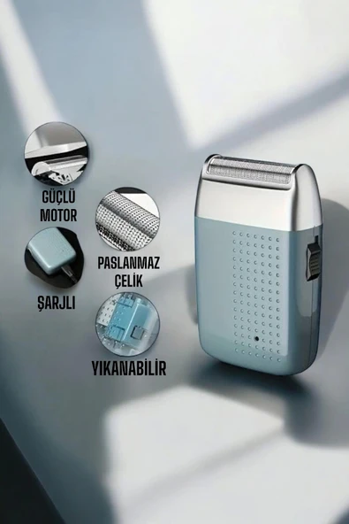 tıraş makinesi Sinek Kaydı Paslanmaz Çelik Taşınabilir Şarjlı - Resim 3