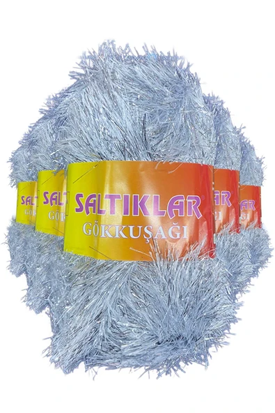 5 Adet Gökkuşağı El Örgü İpi Yünü GÜMÜŞ ürün görseli 1