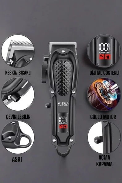 Suya Dayanıklı Tıraş Makinesi Keskin Bıçaklı Dijital Göstergeli Şarjlı - 3