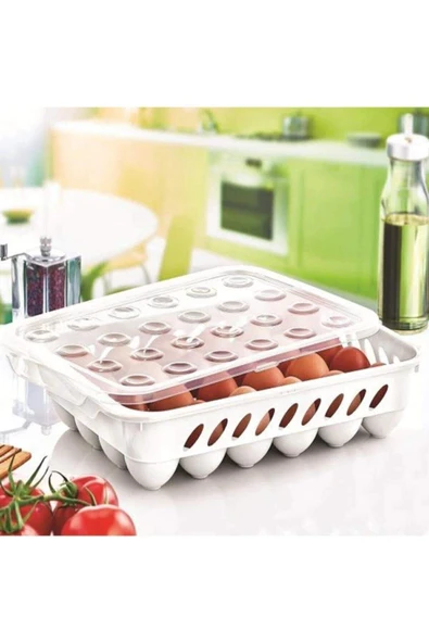 Yumurta Kapalı Saklama Kabı 24'lü Beyaz ürün görseli 1