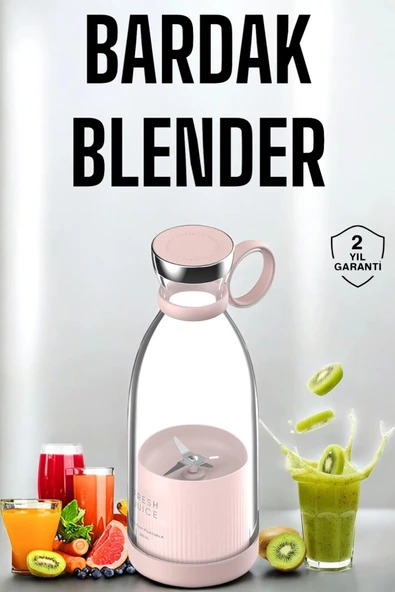 Bardak Blender Smoothie Meyve Sıkacağı Şarjlı Cam Taşınabilir