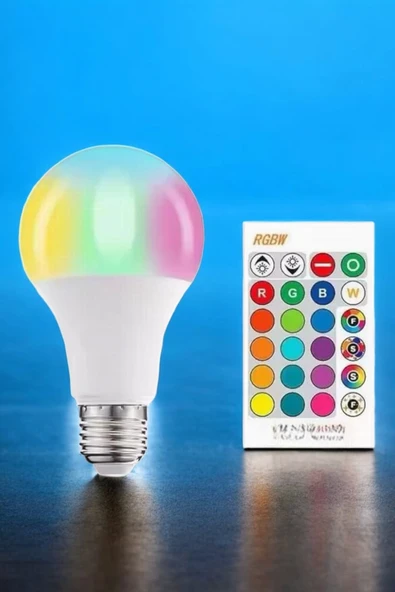 Led Ampul Enerji Dostu RGB Işıklı 100W Led Işık - Resim 3