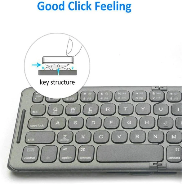 Redline Space M10 Pro 10.1" Uyumlu Kablosuz Bluetooth Şarj Edilebilir Katlanabilir Taşınabilir Klavye - Resim 9