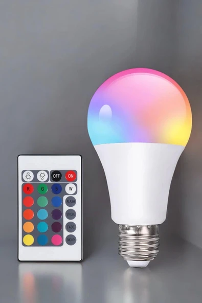 RGB Led Lamba Led Işık Ampul Renk Değiştirebilen 100 Watt - 5