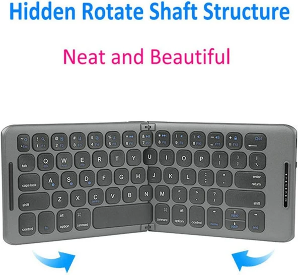 Redline Space M10 Pro 10.1" Uyumlu Kablosuz Bluetooth Şarj Edilebilir Katlanabilir Taşınabilir Klavye - Resim 3