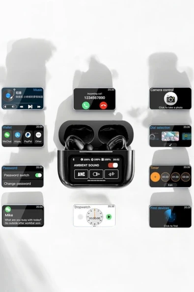 Bluetooth Kulaklık Kablosuz Ekranlı ANC/ENC Destekli Dokunmatik - 4