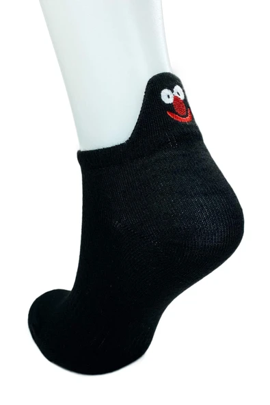 6 Çift Emoji Desen Nakış Baskılı Kadın Pamuklu Bilek Çorap - 2