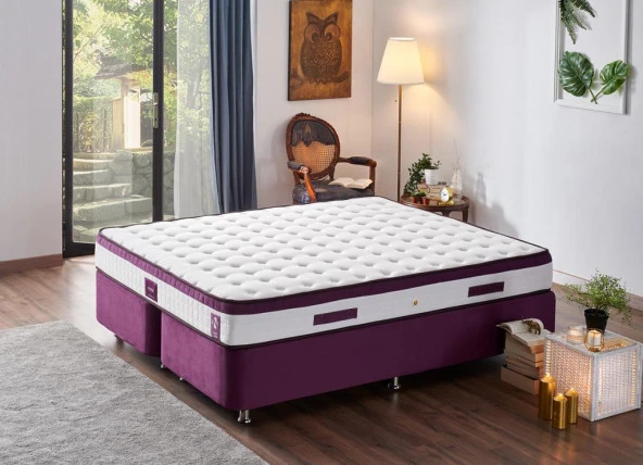 Niron Violet Yatak Seti 180x200 cm Çift Kişilik Yatak Baza Başlık Takımı - Orta Sert Yatak Mor Baza ve Başlığı - 6