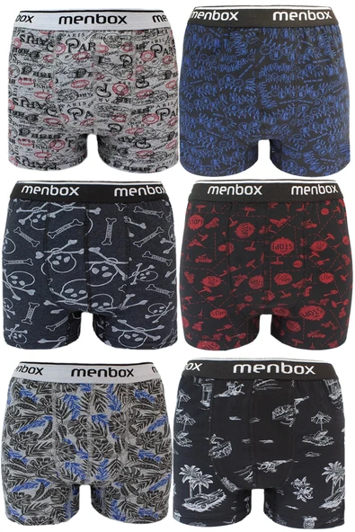 6 Adet Likralı Erkek Boxer Karışık Desenli Pamuklu - 2