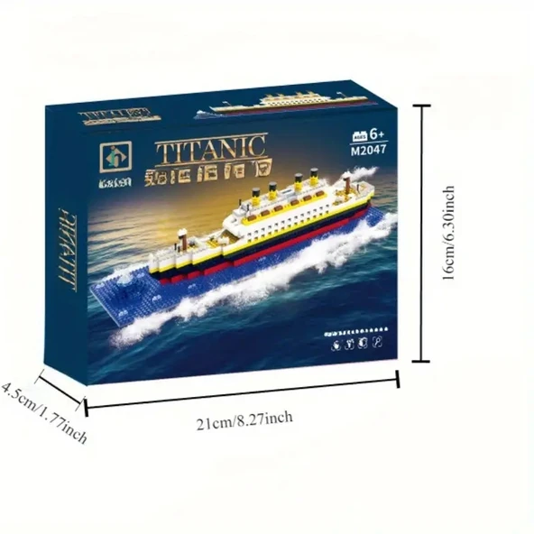 Işıklı Titanic 3D Lego BULDING BLOCKS 607 Parça 12+ YAŞ Puzzle Tekne Gemi Hediye - 3