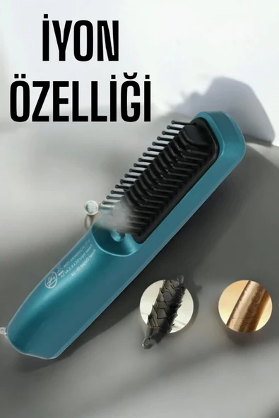 Fön Tarak Sıkı Dişli Şarjlı Taşınabilir Saç Düzleştirici - 2