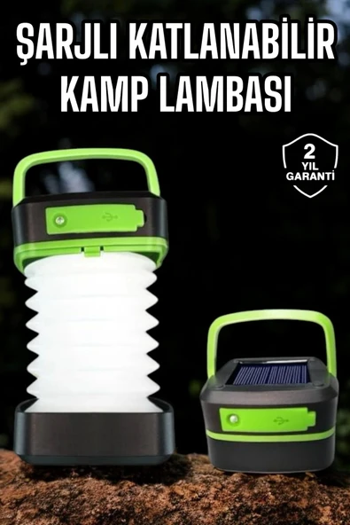 Led Lamba Kamp Lambası Hafif Taşınabilir Şarj Süreli Akordeon El Fenerli