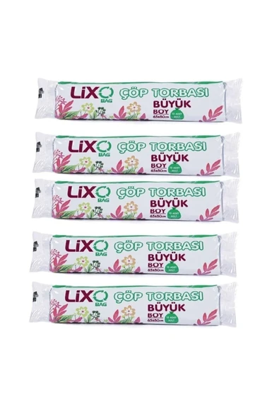 Büyük Boy Çöp Torbası 65 x 80 cm 10 Lu Rulo x 5 Paket = 50 Adet (Mavi) ürün görseli 1
