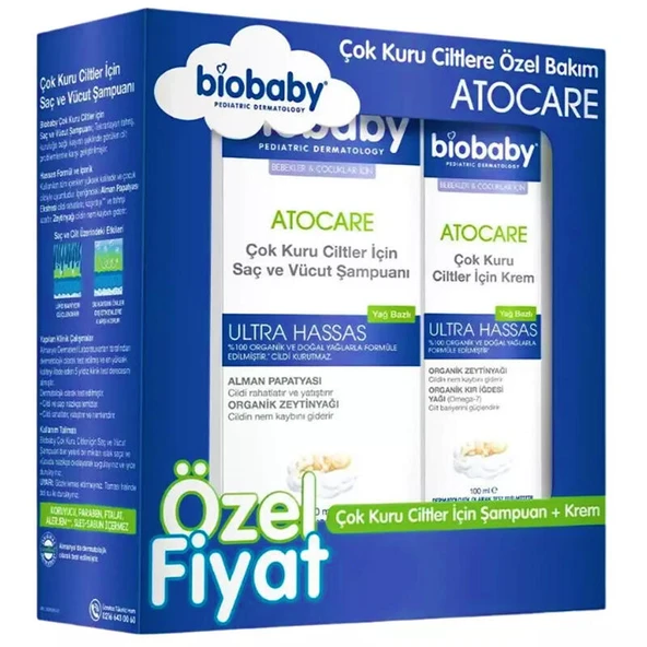 Biobaby Kuru ve Atopik Ciltler İçin Şampuan 300 ml + Çok Kuru Ciltler İçin Krem 100 ml