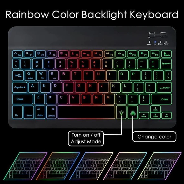 TCL Tab 7 L (2023) 7" Uyumlu Kablosuz Bluetooth Şarjlı Rgp 7 Renk Işıklı Klavye - 9