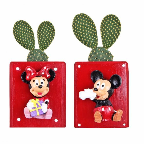 Mickey Minnie Mouse Kırmızı Saksı 2 Li Set