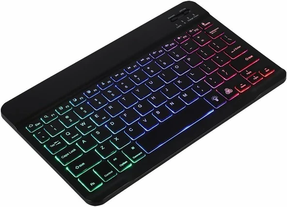 Huawei Matepad T10S 10.1" Uyumlu Kablosuz Bluetooth Şarjlı Rgp 7 Renk Işıklı Klavye - 8