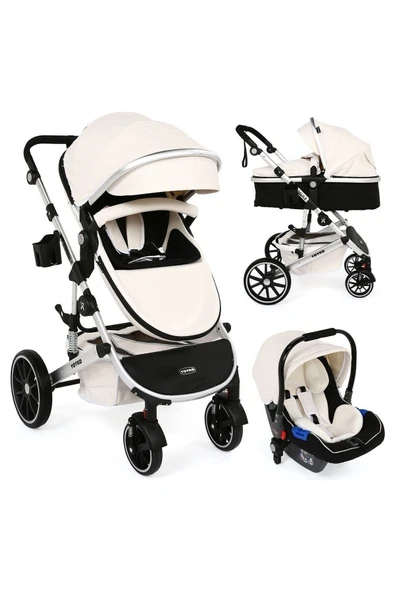 ultra Lüx Capsule Egg Travel Sistem Bebek Arabası Beyaz Silver - Resim 6