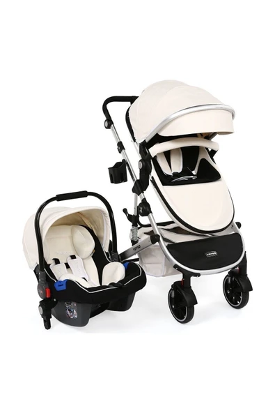 ultra Lüx Capsule Egg Travel Sistem Bebek Arabası Beyaz Silver - Resim 4