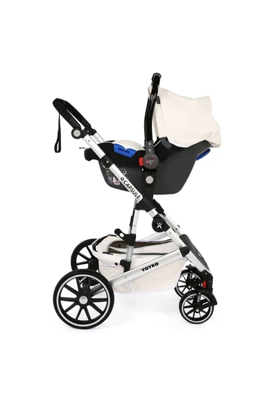 ultra Lüx Capsule Egg Travel Sistem Bebek Arabası Beyaz Silver - Resim 5