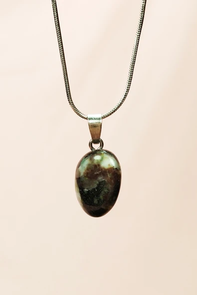 Turmalin Doğal Taşı Zincirli El Yapımı Kolye Uç: 2 cm Zincir: 20 cm Kutulu - Resim 3