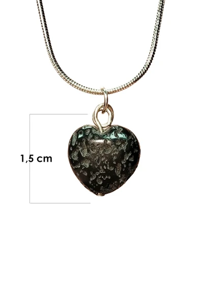 Lav Taşı Doğal Taşı Zincirli El Yapımı Kolye Uç: 1,5 cm Zincir: 20 cm Kutulu - 2