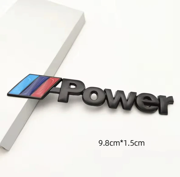 M POWER SİYAH METAL 2 ADET STICKER BMW GÜÇ ROZET ARABA AKSESUARI (9.8CM x 1.5CM) - Resim 2