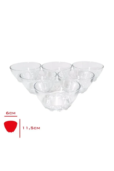 Turkey Bowl Cam Kase 6 Lı 6x11,5 Cm82641 ürün görseli 1