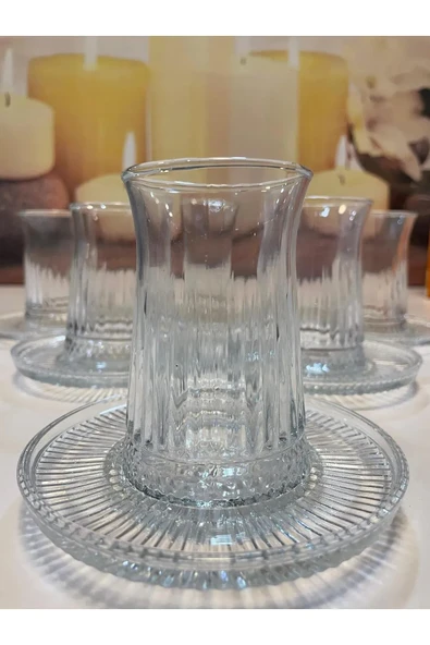 Müge 6'lı Cam Çay Tabağı Çay Tabak Altlığı TG-2023 - 3