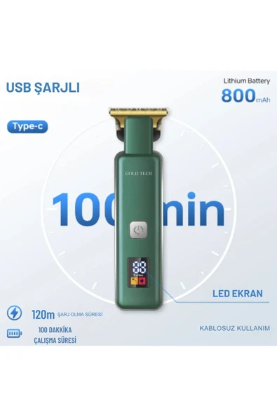 Turbo serisi dijital şarj göstergeli pro saç sakal vucut kıl kesme makinesi