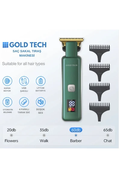 Turbo serisi dijital şarj göstergeli pro saç sakal vucut kıl kesme makinesi - 3