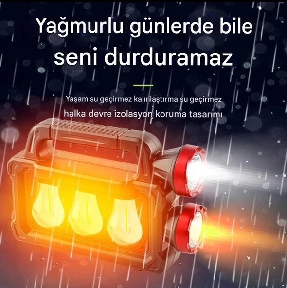 SOLAR PANELLİ ÇOK FONKSİYONLU TELEFON ŞAJ ÖZELLİKLİ EL FENERİ IŞILDAK 2 AMPUL - 4