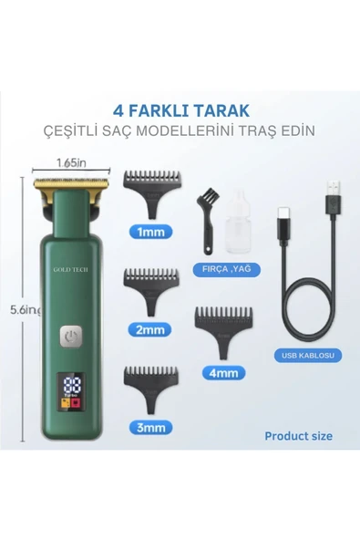 Turbo serisi dijital şarj göstergeli pro saç sakal vucut kıl kesme makinesi - 2