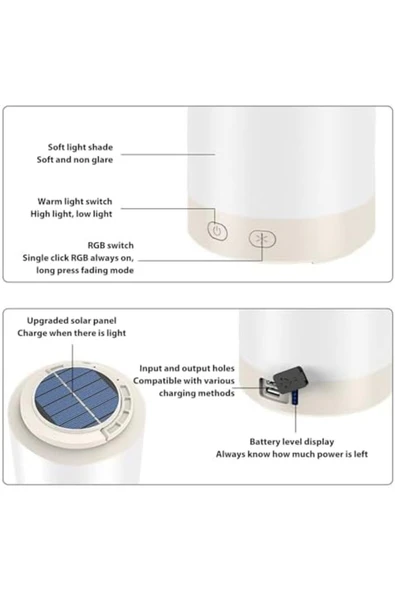 Kamp Güneş Enerjisi, Asılı Şarj Edilebilir Dış Mekan Solar Şarj Acil Durum Lambası Gece Lambası, - 3