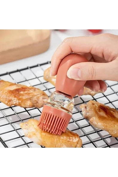 Hazneli Silikon Yağ Sos Ve Yumurta Fırçası Yağ Fırçası Yağlık Silikon Fırçalı Yağdanlık İND687 ürün görseli 1