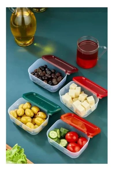 4'lü Kapaklı Saklama Kabı Çerezlik Kahvaltılık Piknik Kabı HS-017 ürün görseli 1