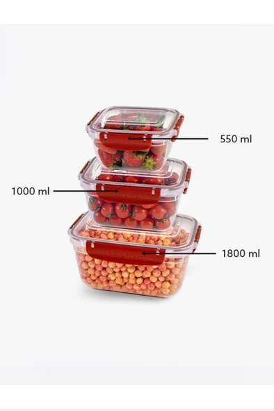 Master Dikdörtgen Saklama Seti 3'lü 550-1000-1800 Ml 30866 ürün görseli 1