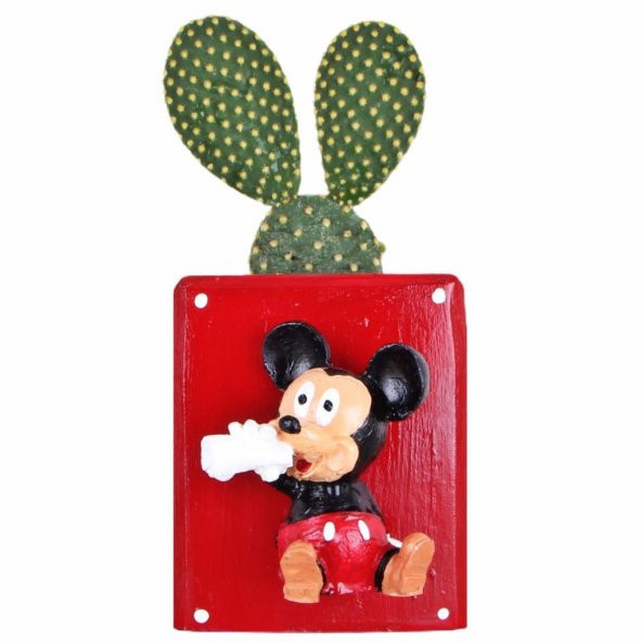 Mickey Mouse Puantiye Desenli Saksı Kırmızı