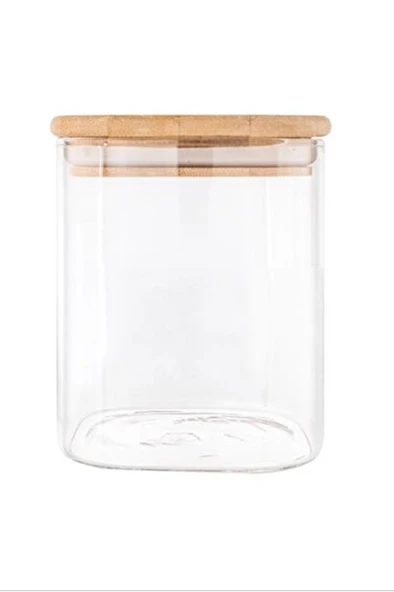 Bambu Kapaklı Cam Kavanoz Saklama Kabı 8,5x6 cm BLS6580