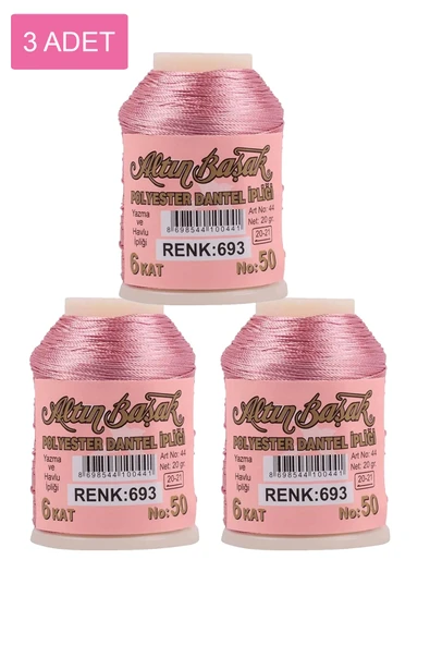 3 Adet Altınbaşak Oya ve Dantel İpi 20 gr - No: 693