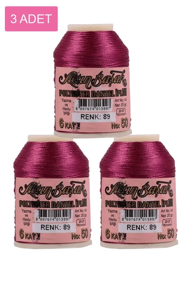 3 Adet Altınbaşak Oya ve Dantel İpi 20 gr - No: 089