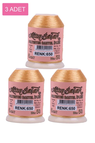3 Adet Altınbaşak Oya ve Dantel İpi 20 gr - No: 650