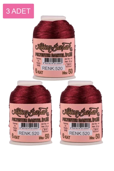 3 Adet Altınbaşak Oya ve Dantel İpi 20 gr - No: 520