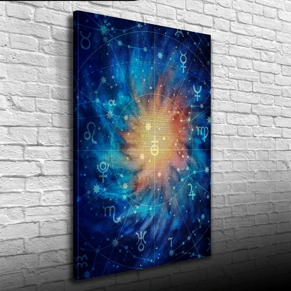 Soyut Çalışma, Mavi Tonlarda Kanvas Tablo 50 x 70 - Resim 3