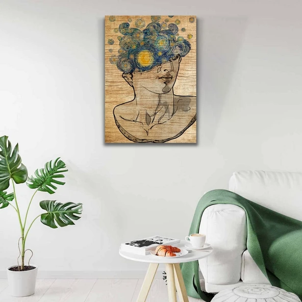 Soyut Büst Resmi , Kahve Rengi Tonlarda Kanvas Tablo 50 x 70 - Resim 2