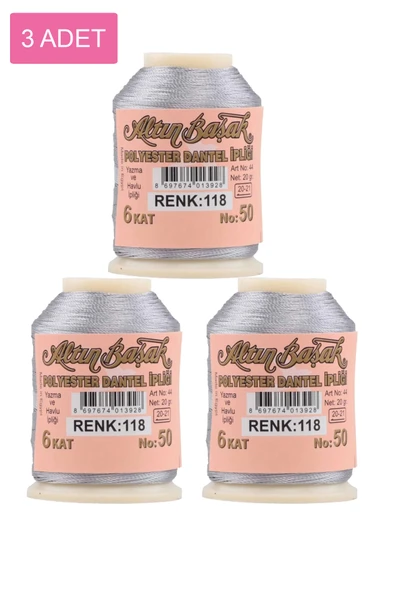 3 Adet Altınbaşak Oya ve Dantel İpi 20 gr - No: 118